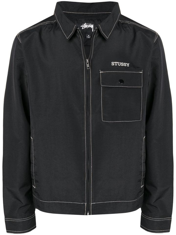 Stussy Contrast Stitch Zipped Jacket - Black
