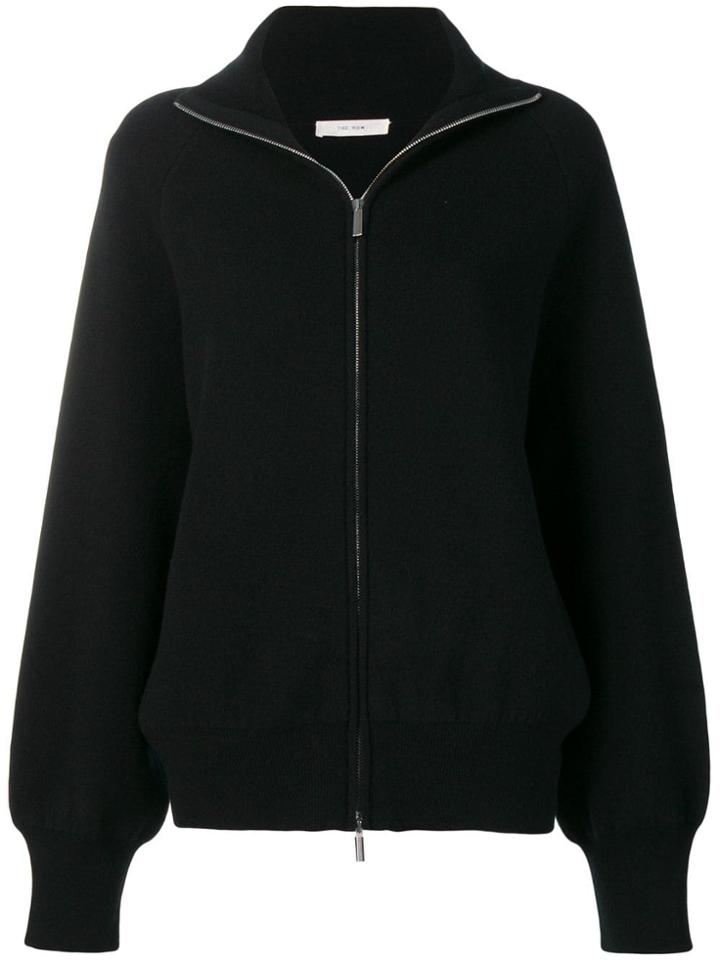 The Row Slouchy Zip Front Cardigan - Black