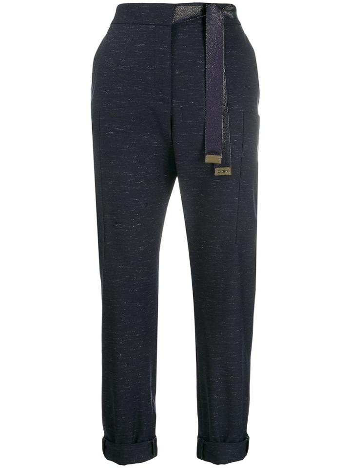 Peserico High Waisted Cropped Trousers - Blue