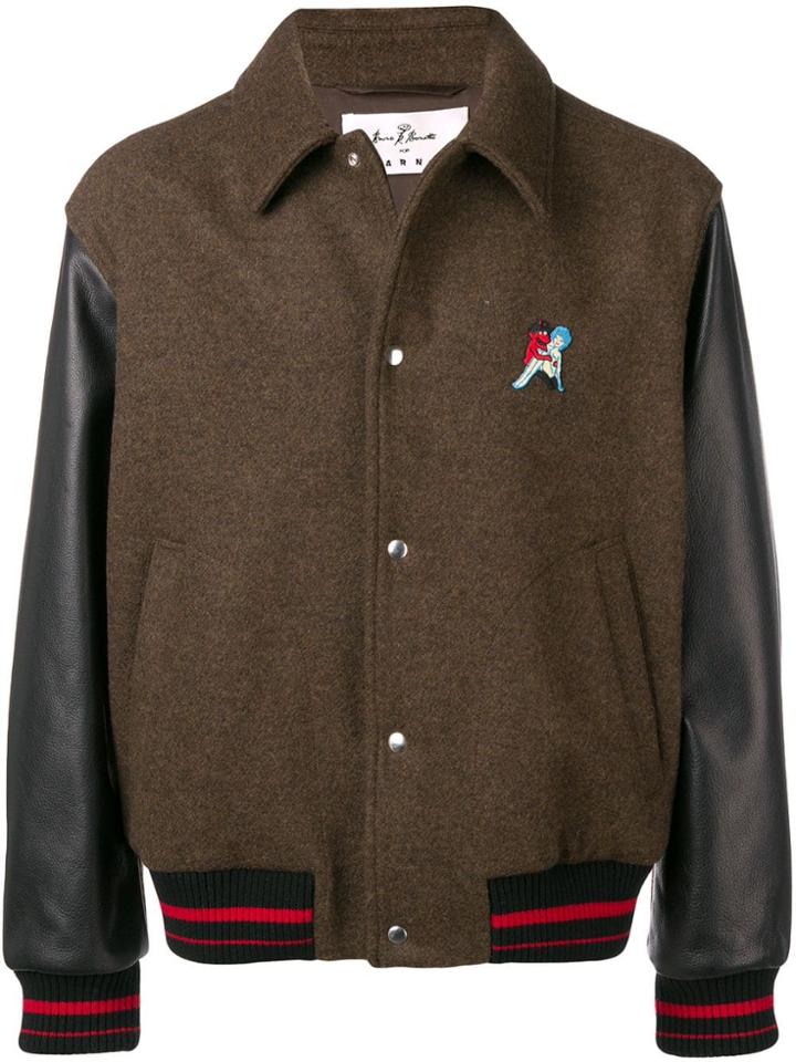 Marni Embroidered Bomber Jacket - Brown