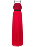 À La Garçonne Belted Long Dress - Red
