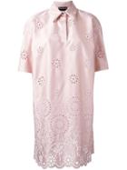Rochas Broderie Anglaise Shift Dress - Pink & Purple