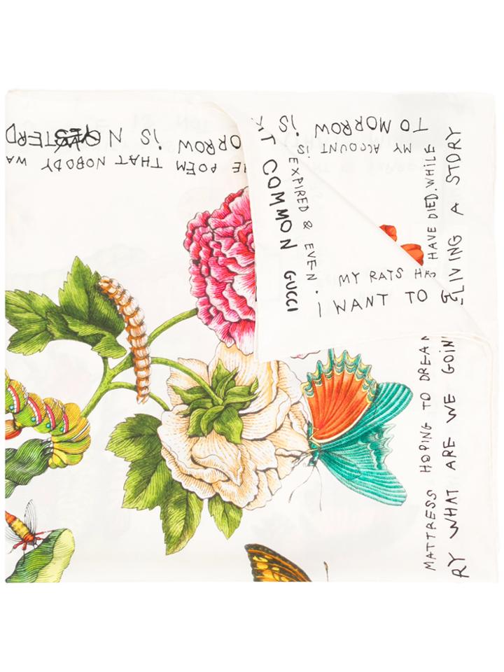 Gucci Floral Printed Scarf - Nude & Neutrals