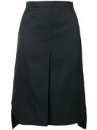 Jil Sander Navy A-line Side Slit Skirt - Blue
