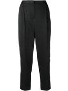 Msgm Cropped Trousers, Women's, Size: 38, Black, Cotton/linen/flax