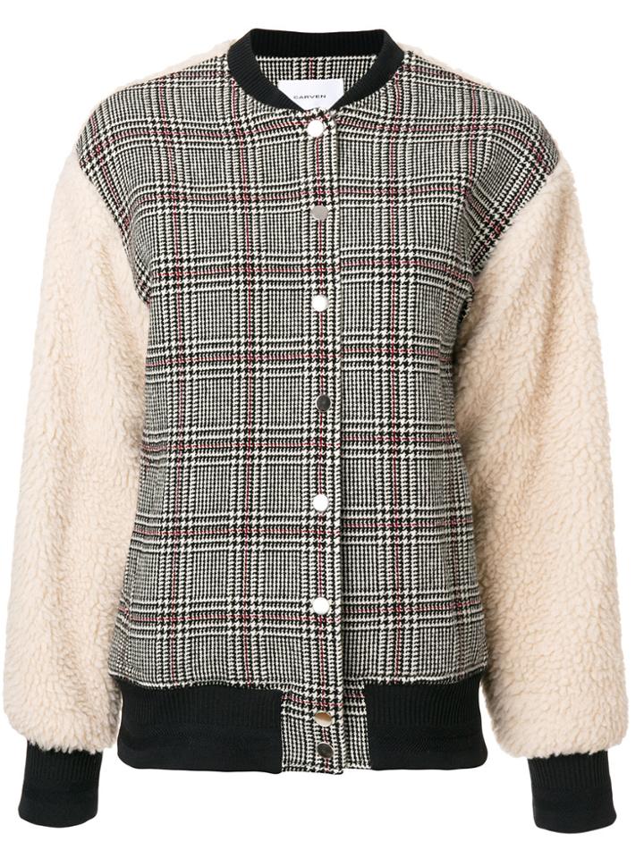 Carven Checked Bomber Jacket - Grey