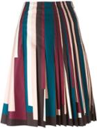 Cedric Charlier Striped Pleated Skirt
