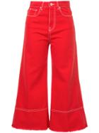 Msgm Cropped Flare Jeans - Red