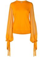 Nº21 Sheer Sleeve Knitted Top - Orange