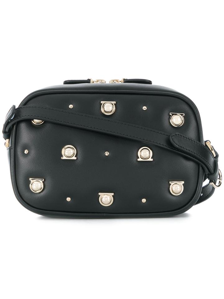 Salvatore Ferragamo Studded Gancio Crossbody Bag - Black