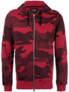 Hydrogen Camouflage Print Zipped Hoodie, Men's, Size: Xs, Red, Cotton