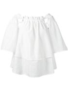 Blumarine Ruffled Shift Blouse, Women's, Size: 42, White, Cotton/polyester