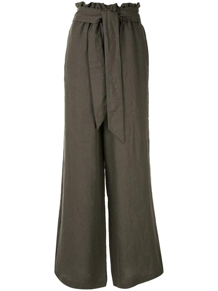 Asceno Belted Wide Leg Trousers - Green