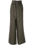 Asceno Belted Wide Leg Trousers - Green