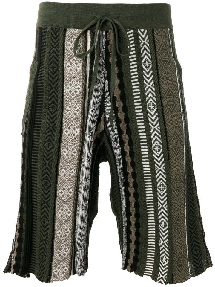 Laneus - Ethnic Knitted Shorts - Men - Cotton - 48, Black, Cotton
