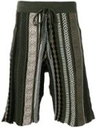 Laneus - Ethnic Knitted Shorts - Men - Cotton - 48, Black, Cotton