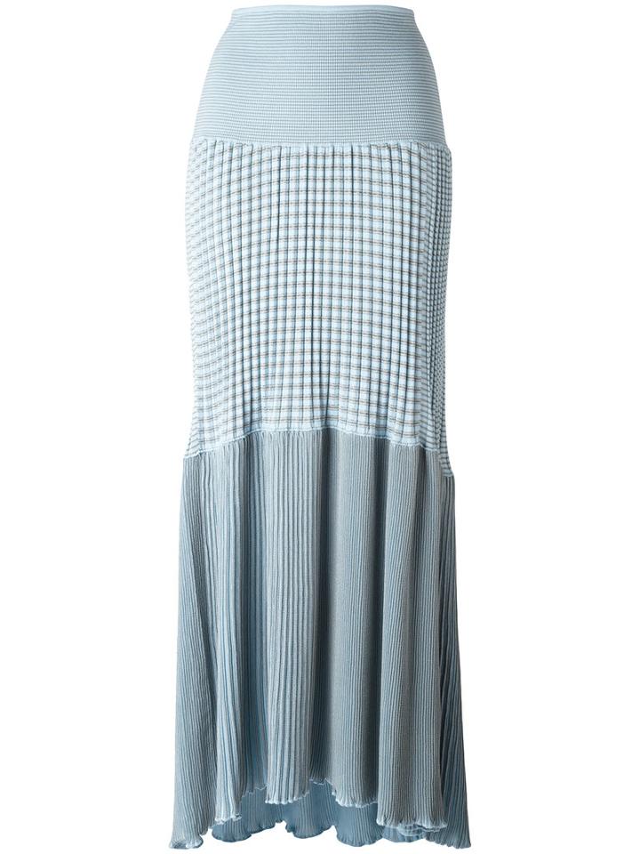 Sonia Rykiel Multi-pleats Checked Skirt, Women's, Size: Small, Blue, Cotton/viscose