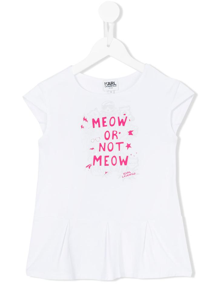 Karl Lagerfeld Kids - Meow T-shirt - Kids - Spandex/elastane/viscose - 5 Yrs, Toddler Girl's, White