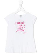 Karl Lagerfeld Kids - Meow T-shirt - Kids - Spandex/elastane/viscose - 5 Yrs, Toddler Girl's, White