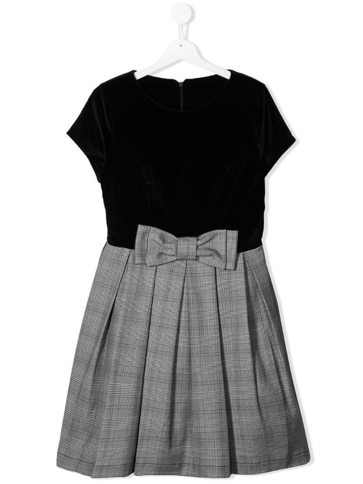 Lapin House Velvet Check Dress - Black