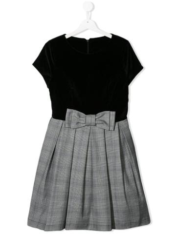Lapin House Velvet Check Dress - Black