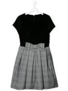 Lapin House Velvet Check Dress - Black