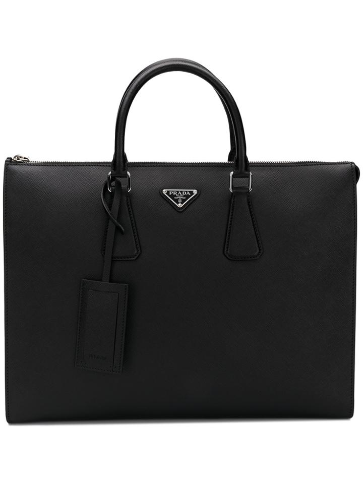 Prada Round Top Handle Tote - Black