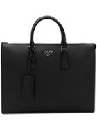 Prada Round Top Handle Tote - Black
