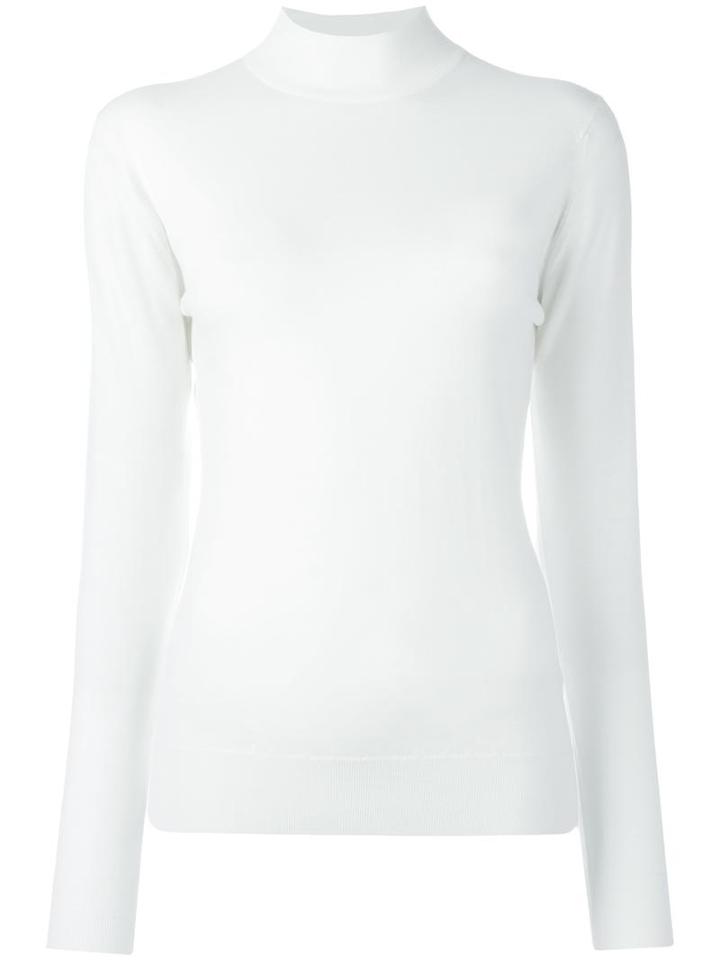John Smedley Turtleneck Jumper, Women's, Size: Large, White, Merino/virgin Wool