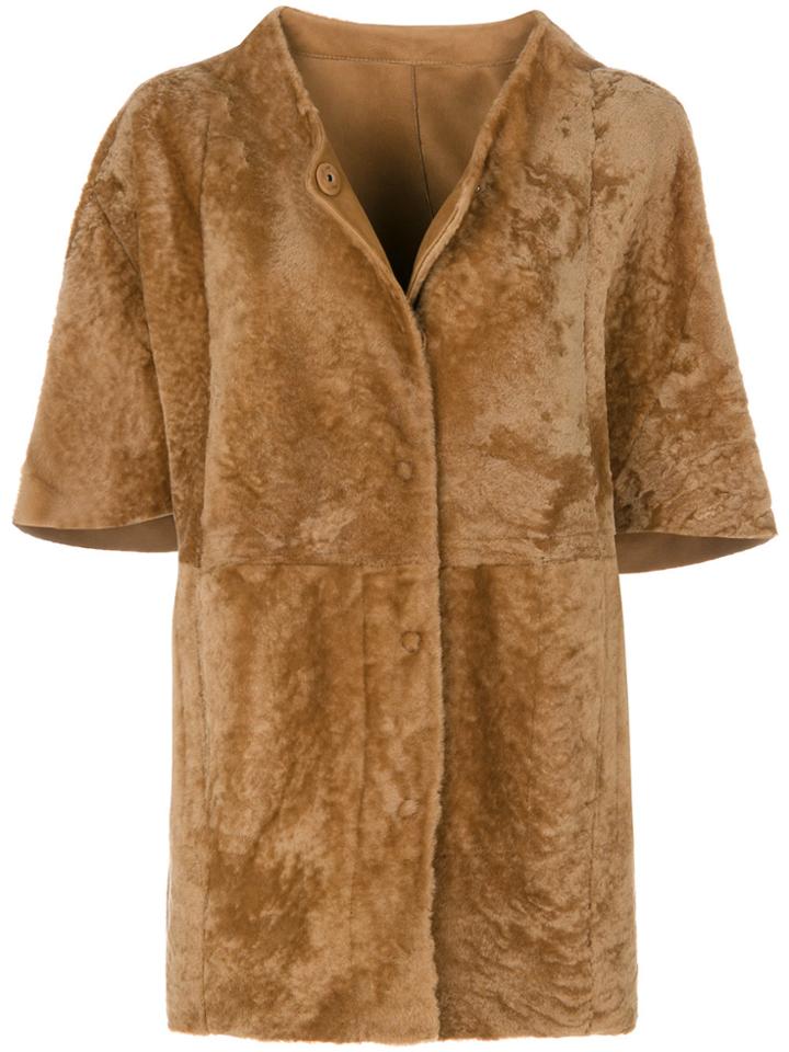 Drome Short-sleeved Button Coat - Brown