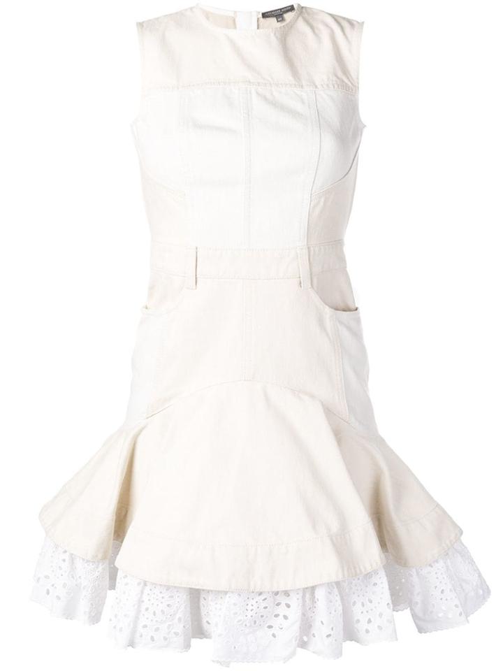 Alexander Mcqueen Broderie Anglaise Denim Dress - Neutrals