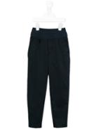 High Waisted Trousers - Kids - Cotton/elastodiene/spandex/elastane - 2 Yrs, Blue, European Culture Kids
