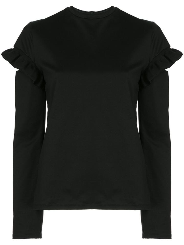 Le Ciel Bleu Ruffle Cut-off Sleeve Top - Black