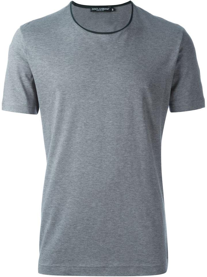 Dolce & Gabbana Contrast Trim Neckline T-shirt, Men's, Size: 54, Grey, Cotton