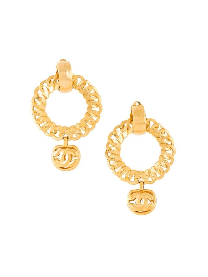Chanel Vintage Linked Hoop Clip-on Earrings