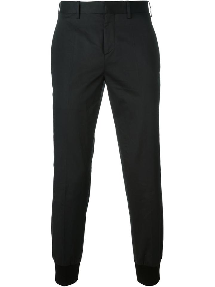 Neil Barrett Cuffed Ankle Trousers, Men's, Size: 50, Blue, Cotton/spandex/elastane