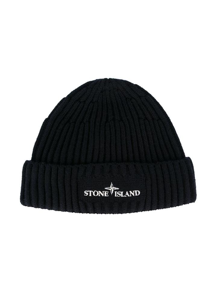 Stone Island Kids Logo Embroidered Hat, Boy's, Size: 56 Cm, Blue