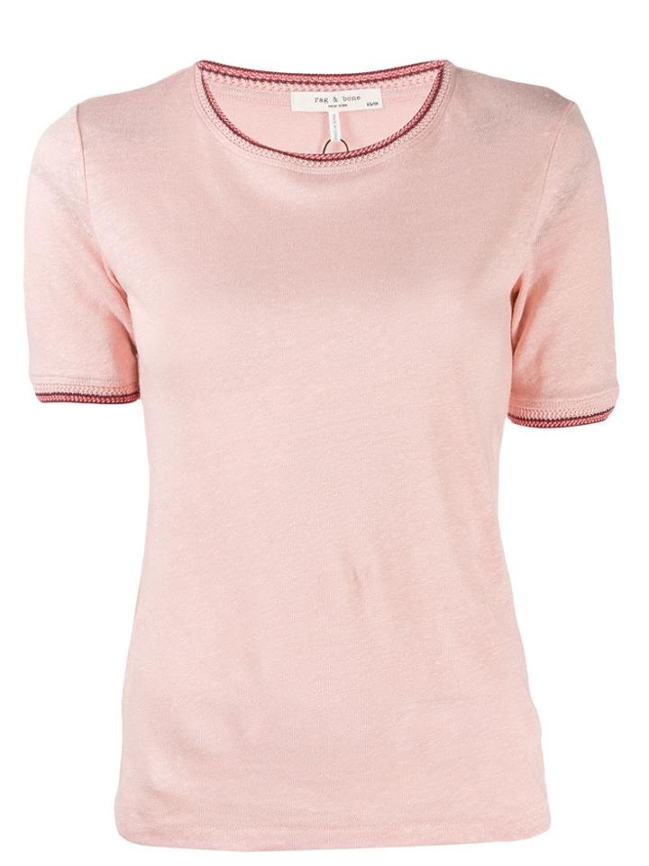 Rag & Bone Contrast Embroidered Trim T-shirt - Pink
