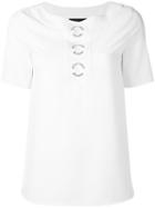 Boutique Moschino - Logo Button T-shirt - Women - Polyester/other Fibers - 46, White, Polyester/other Fibers