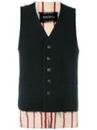 Uma Wang Button Down Waistcoat, Men's, Size: Small, Black, Wool/linen/flax/polyamide/cotton