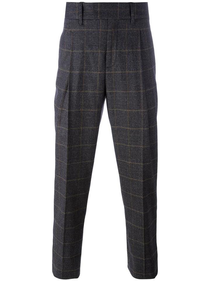 Neil Barrett Prince Of Wales Check Trousers, Men's, Size: 50, Black, Polyamide/polyester/spandex/elastane/virgin Wool