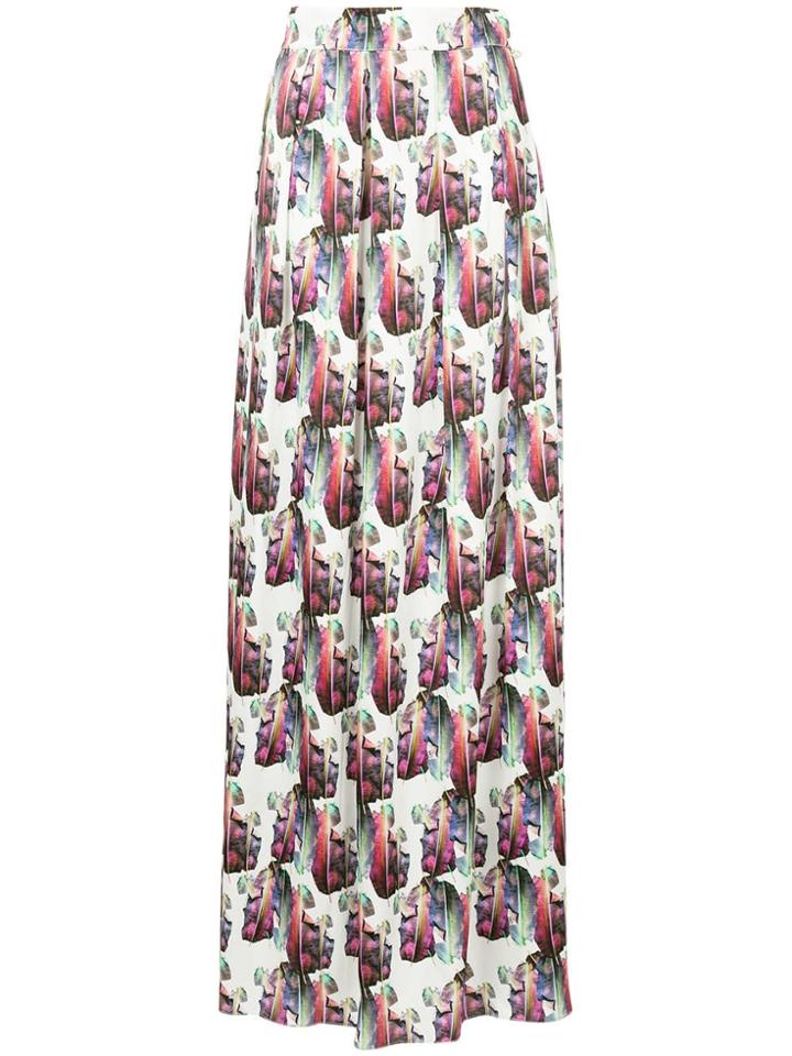 Ingie Paris Leaf Print Maxi Skirt - White