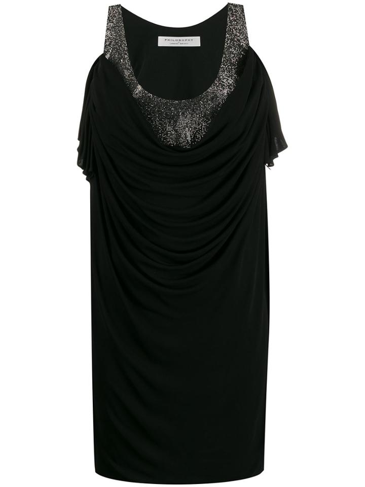 Philosophy Di Lorenzo Serafini Draped Shimmer Dress - Black