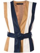 Drome - Striped Jacket - Women - Leather/cupro - S, Nude/neutrals, Leather/cupro