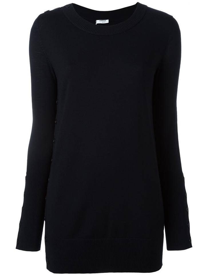 Akris Buttoned Details Jumper, Women's, Size: 42, Blue, Wool