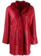 Drome Single Breasted Leather Coat - Red