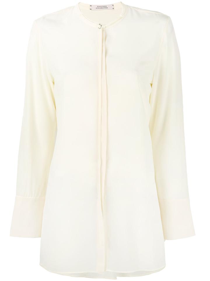 Dorothee Schumacher - Collarless Semi-sheer Shirt - Women - Silk - 1, Yellow/orange, Silk