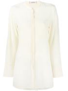 Dorothee Schumacher - Collarless Semi-sheer Shirt - Women - Silk - 1, Yellow/orange, Silk