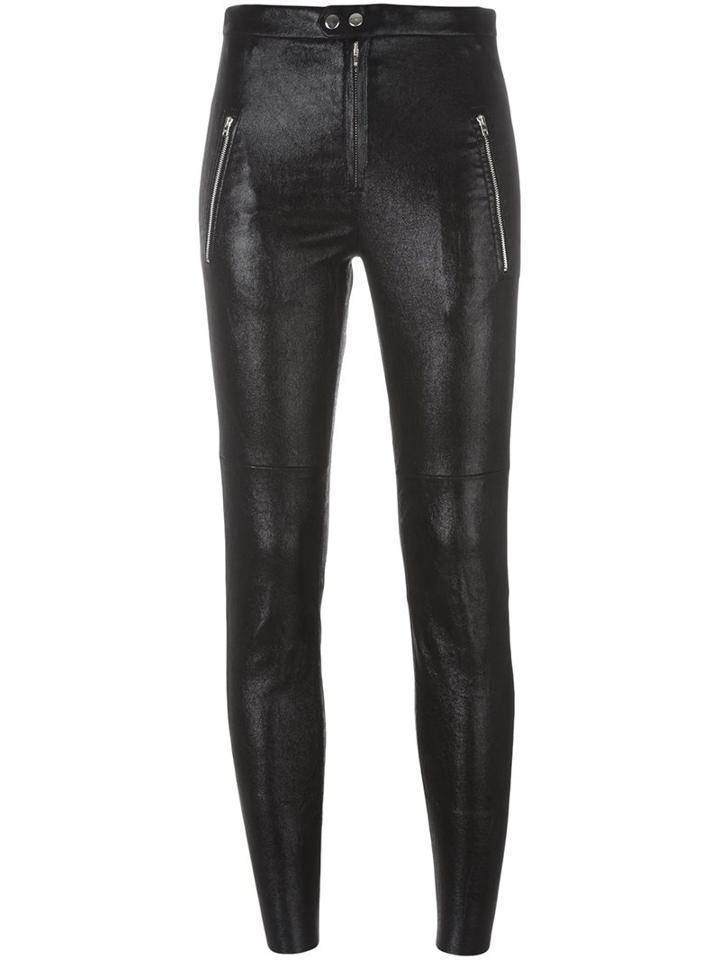 Isabel Marant 'arnold' Trousers, Women's, Size: 44, Black, Cotton/lamb Skin/spandex/elastane