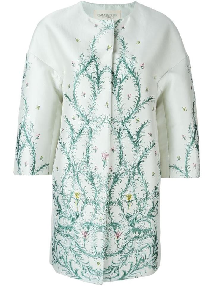 Giambattista Valli Floral Jacquard Coat, Women's, Size: 42, Green, Polyester/polyamide/silk